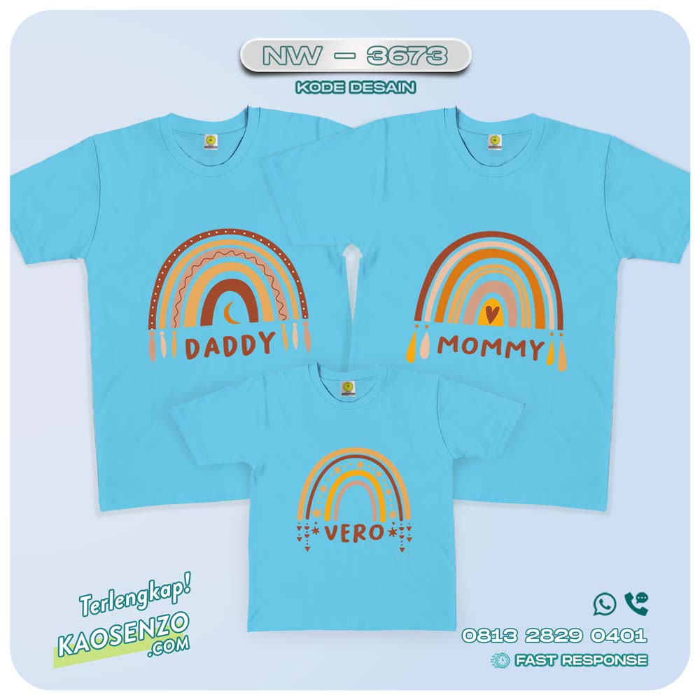 Baju Kaos Couple Keluarga Boho Rainbow | Kaos Family Custom | Kaos Boho Rainbow - NW 3673