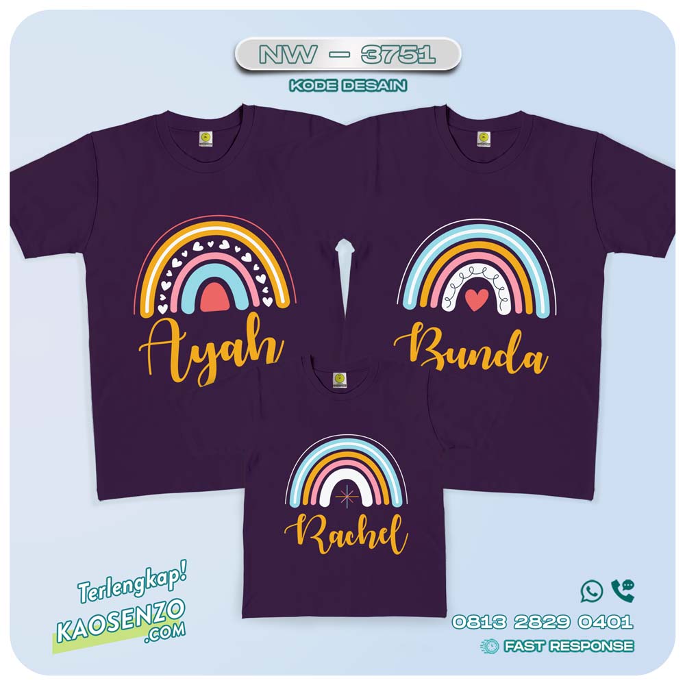 Baju Kaos Couple Keluarga Boho Rainbow | Kaos Family Custom | Kaos Boho Rainbow - NW 3751