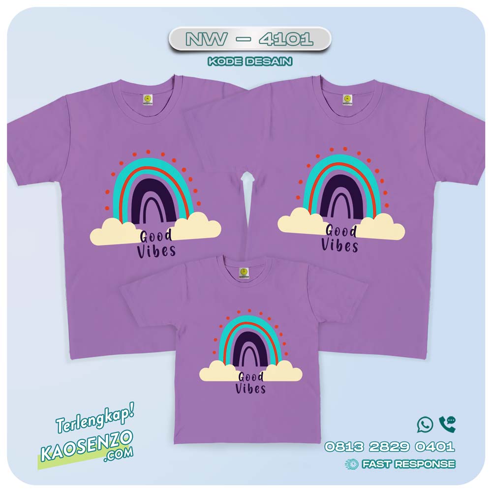 Baju Kaos Couple Keluarga Boho Rainbow | Kaos Family Custom | Kaos Boho Rainbow - NW 4101