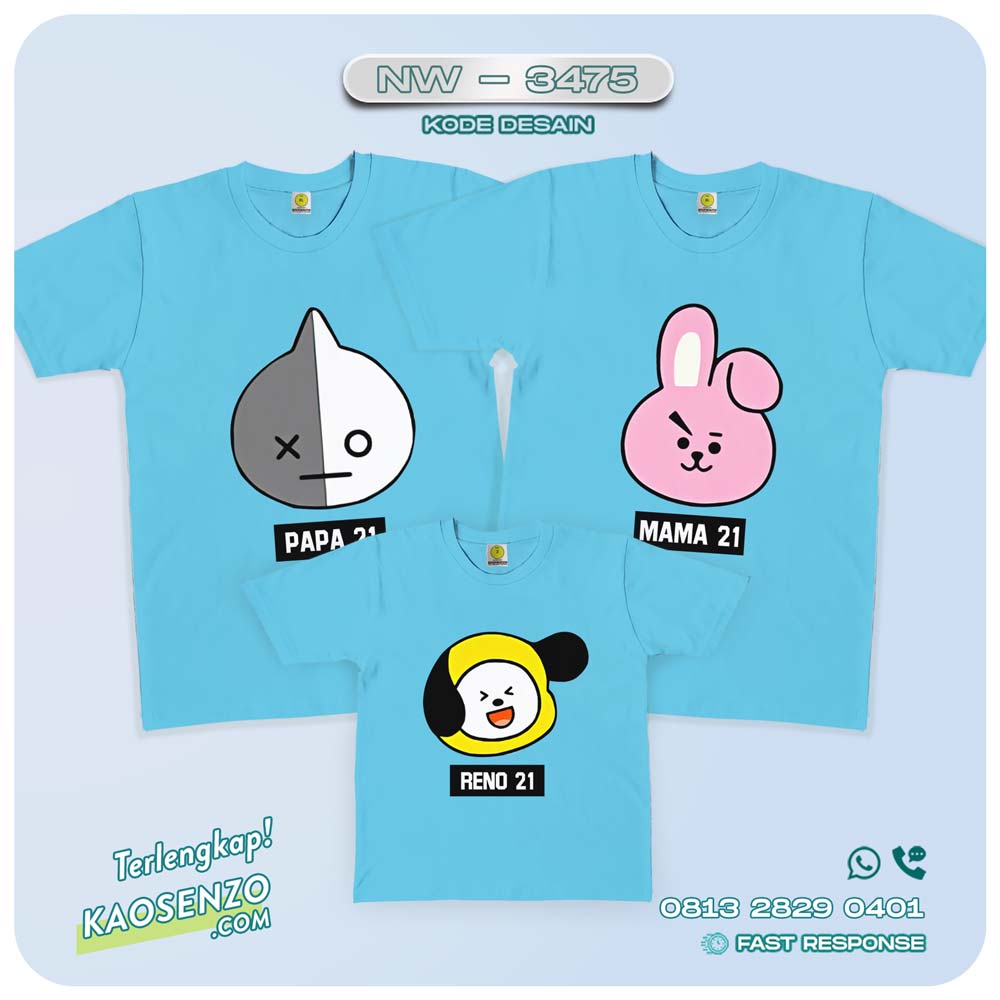 Kaos Couple Keluarga BT21 | Kaos Ulang Tahun Anak | Kaos BT21 - NW 3475