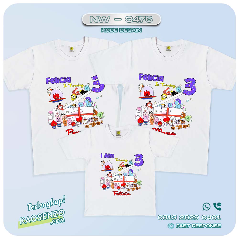 Baju Kaos Couple Keluarga BT21| Kaos Ultah Anak | Kaos BT21 - NW 3476