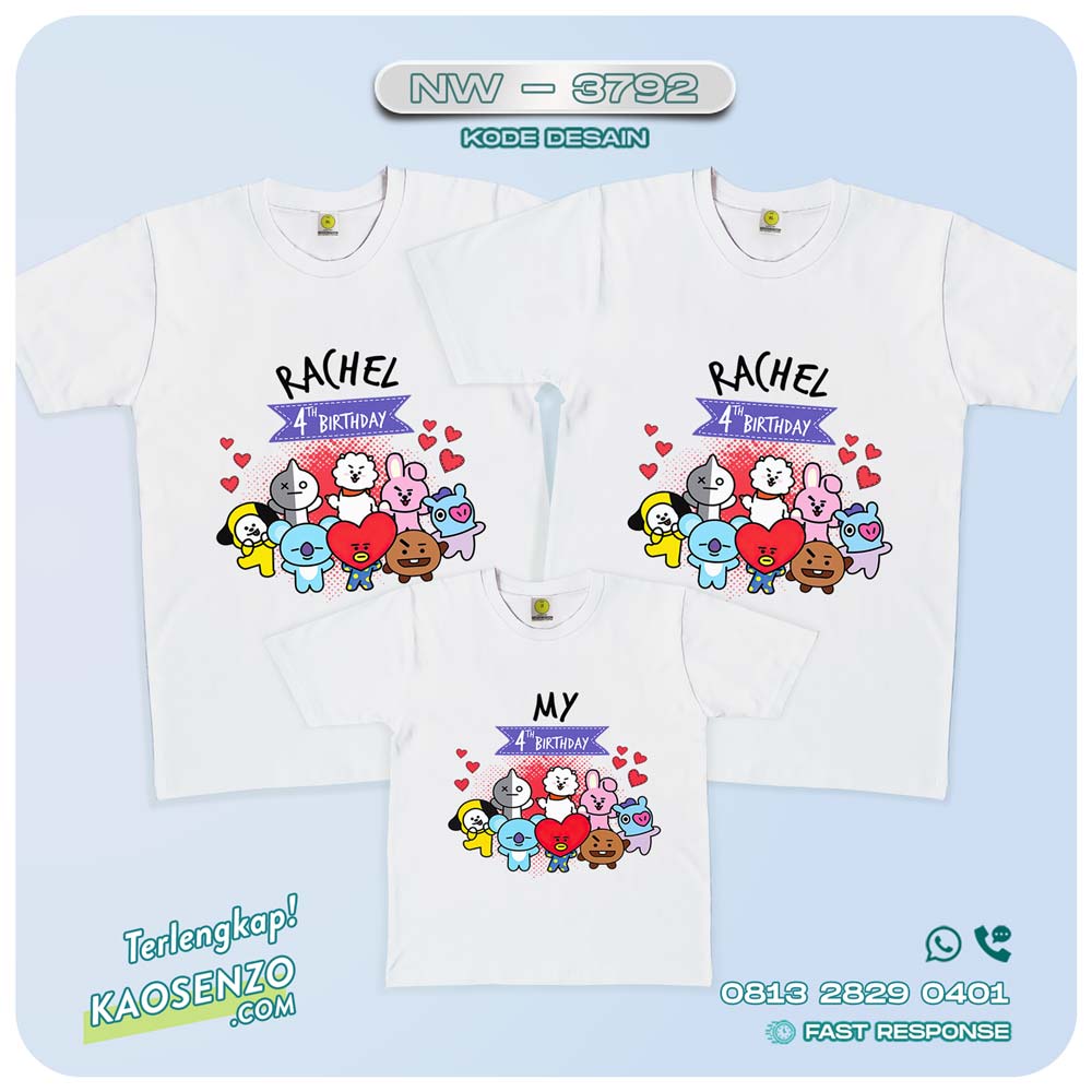 Baju Kaos Couple Keluarga BT21| Kaos Ultah Anak | Kaos BT21 - NW 3792