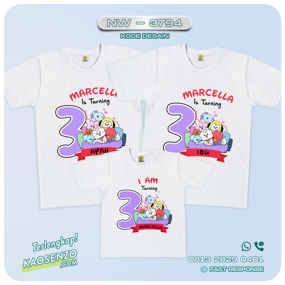 Baju Kaos Couple Keluarga BT21| Kaos Ultah Anak | Kaos BT21 - NW 3794