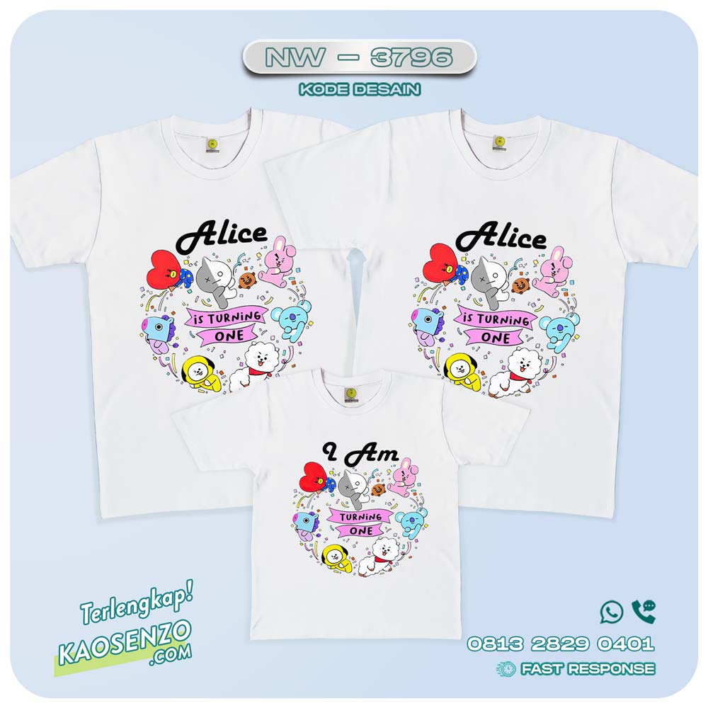 Baju Kaos Couple Keluarga BT21| Kaos Ultah Anak | Kaos BT21 - NW 3796