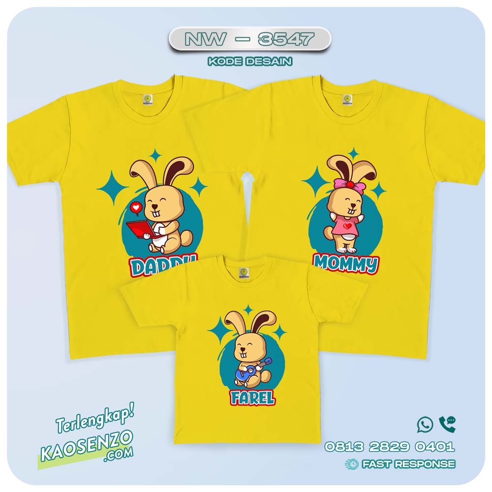 Baju Kaos Couple Keluarga Bunny| Kaos Family Custom | Kaos Bunny - NW 3547