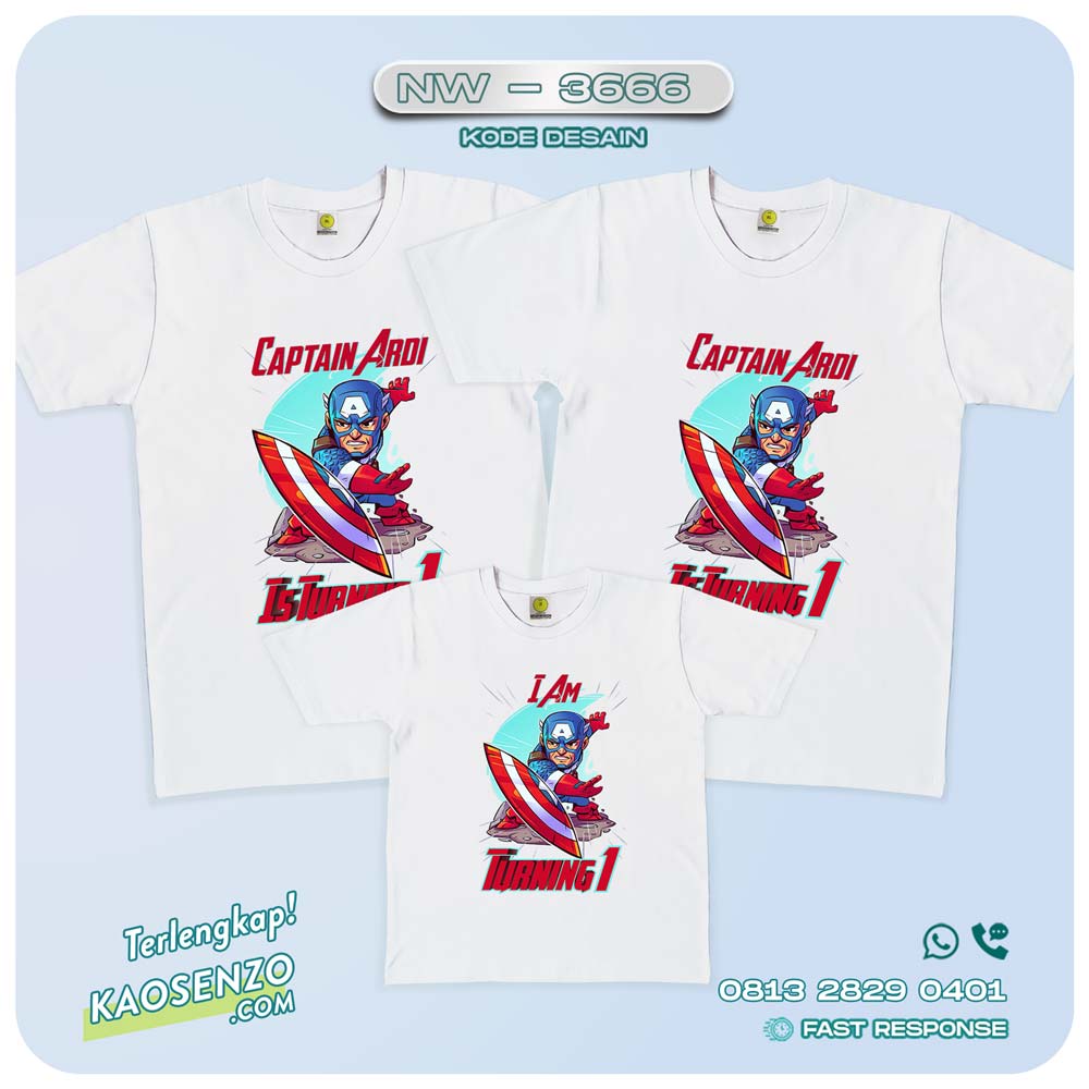 Baju Kaos Couple Keluarga Captain America | Kaos Family Custom | Kaos Captain America - NW 3666