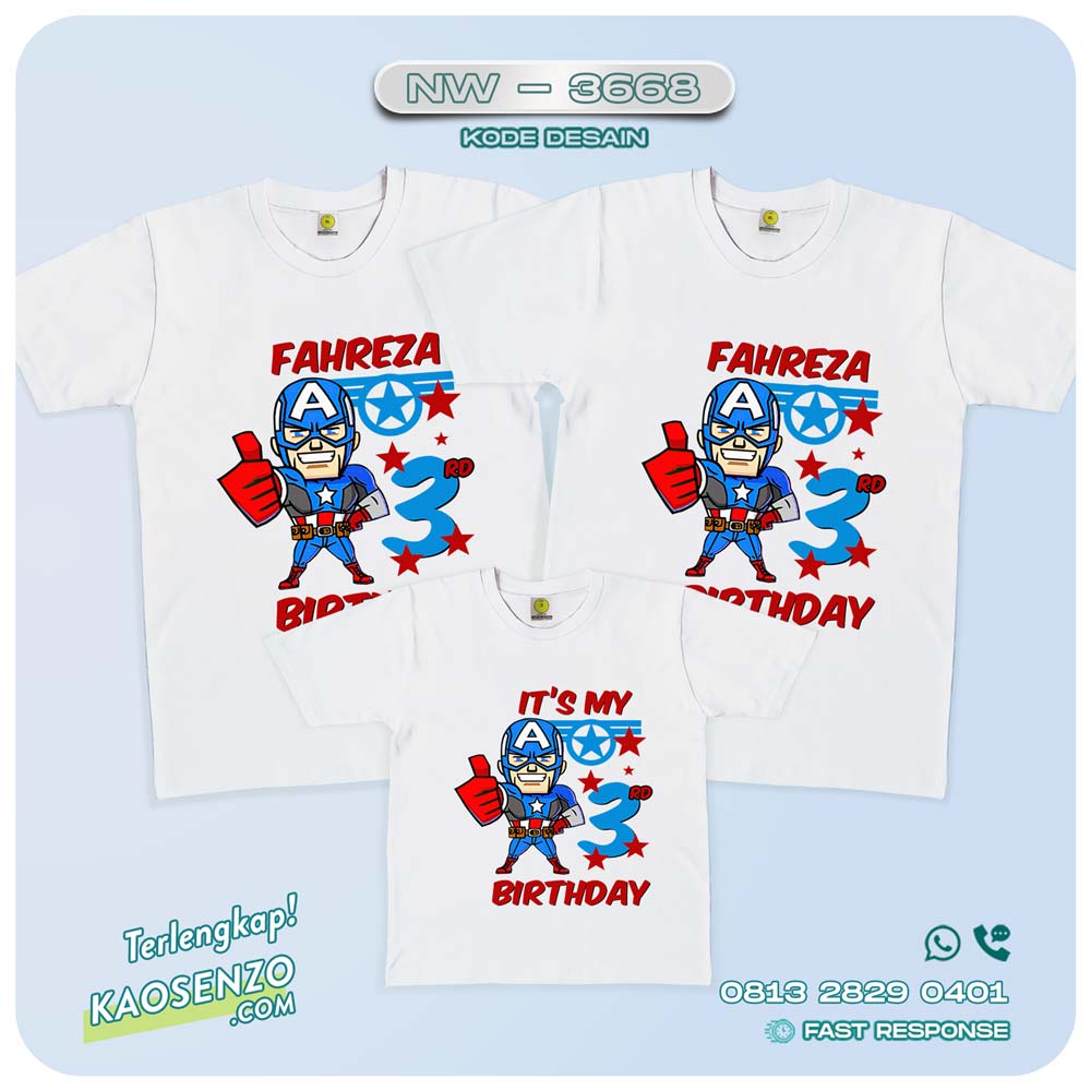 Baju Kaos Couple Keluarga Captain America | Kaos Family Custom | Kaos Captain America - NW 3668