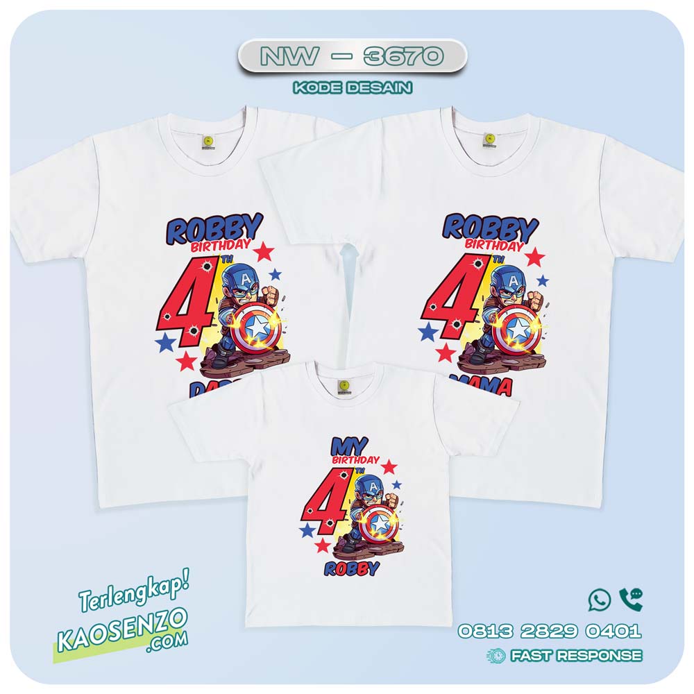 Baju Kaos Couple Keluarga Captain America | Kaos Family Custom | Kaos Captain America - NW 3670