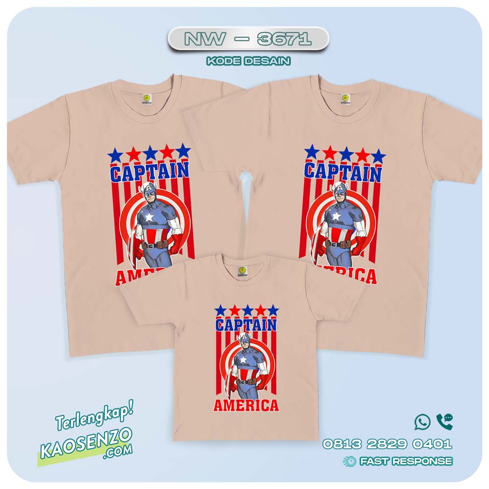 Baju Kaos Couple Keluarga Captain America | Kaos Family Custom | Kaos Captain America - NW 3671