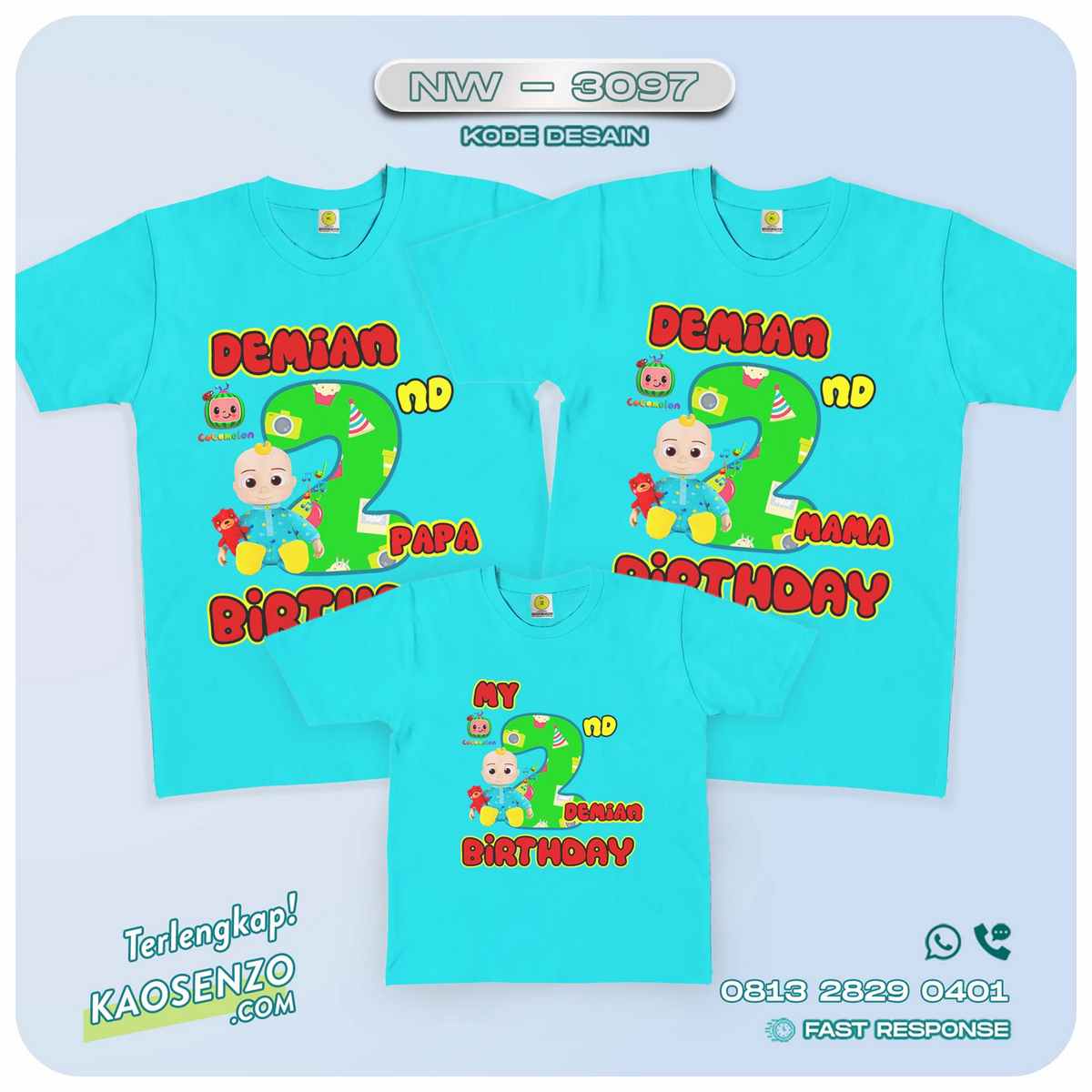 Kaos Couple Keluarga Cocomelon | Kaos Ultah Anak | Kaos Cocomelon - NW 3097