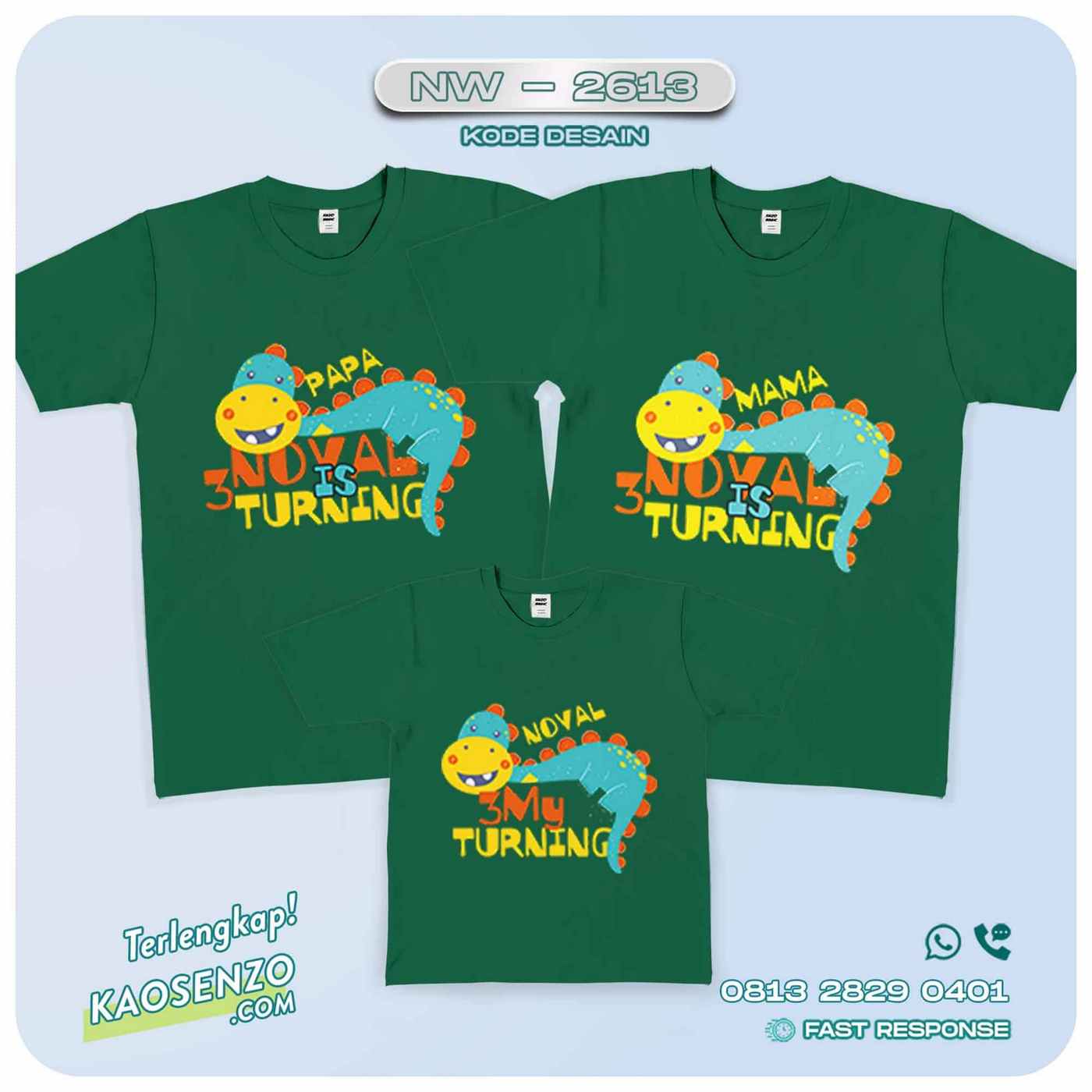 Baju Kaos Couple Keluarga Dinosaurus | Kaos Ultah Anak | Kaos Dinosaurus - NW 2613