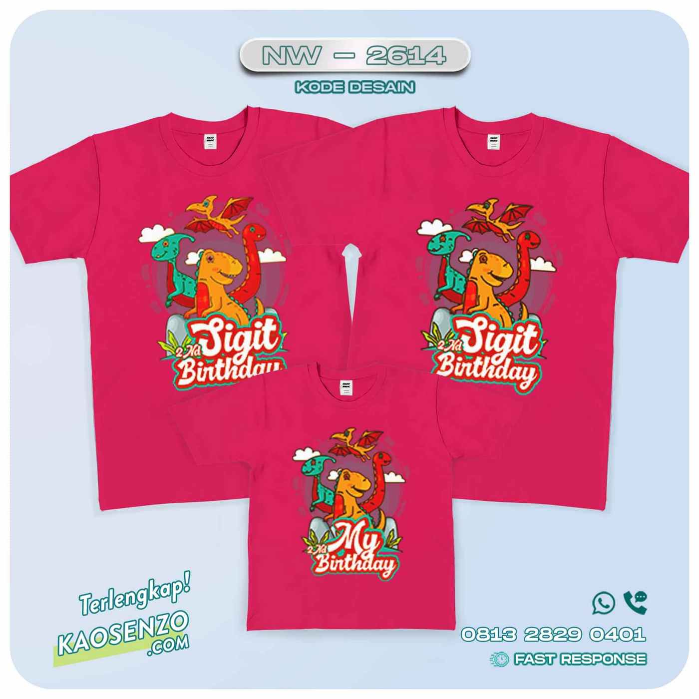 Baju Kaos Couple Keluarga Dinosaurus | Kaos Ultah Anak | Kaos Dinosaurus - NW 2614