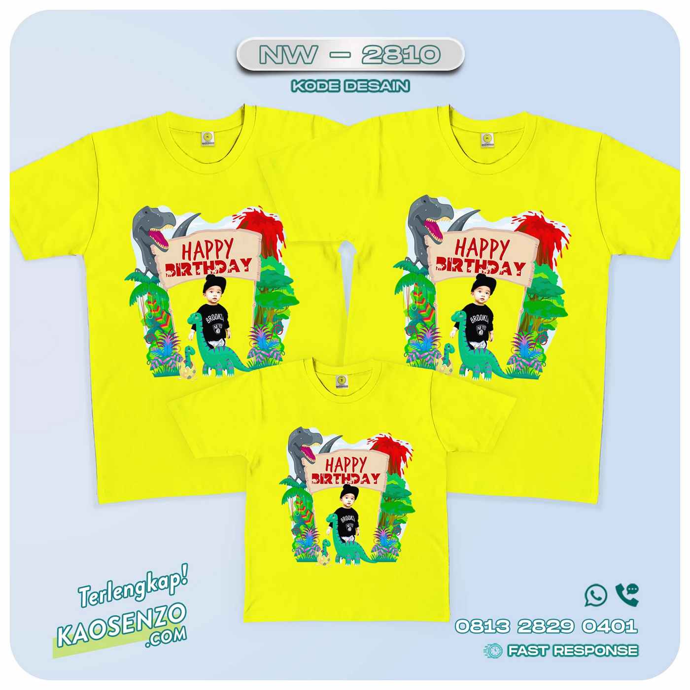 Baju Kaos Couple Keluarga Dinosaurus | Kaos Ultah Anak | Kaos Dinosaurus - NW 2810