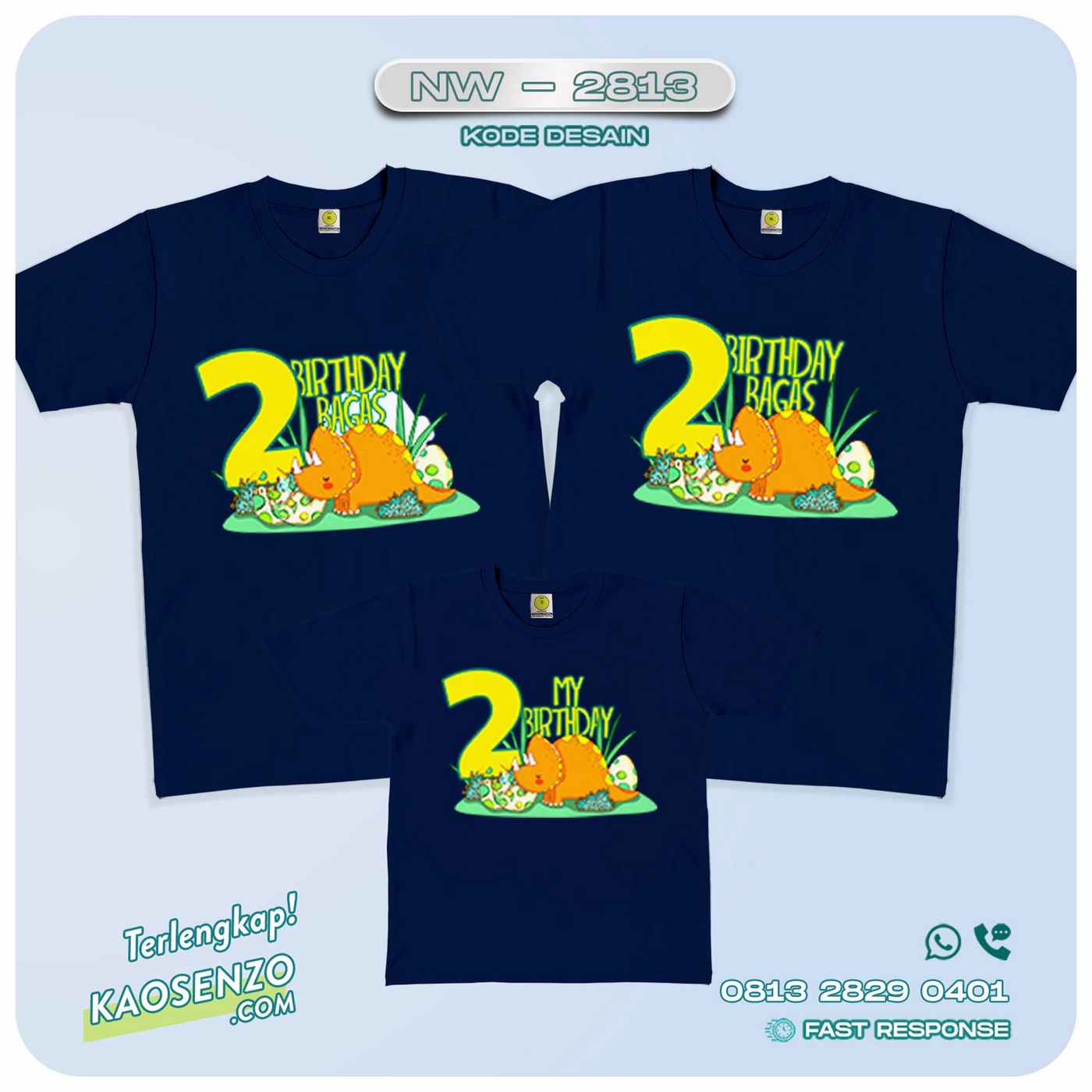 Baju Kaos Couple Keluarga Dinosaurus | Kaos Ultah Anak | Kaos Dinosaurus - NW 2813