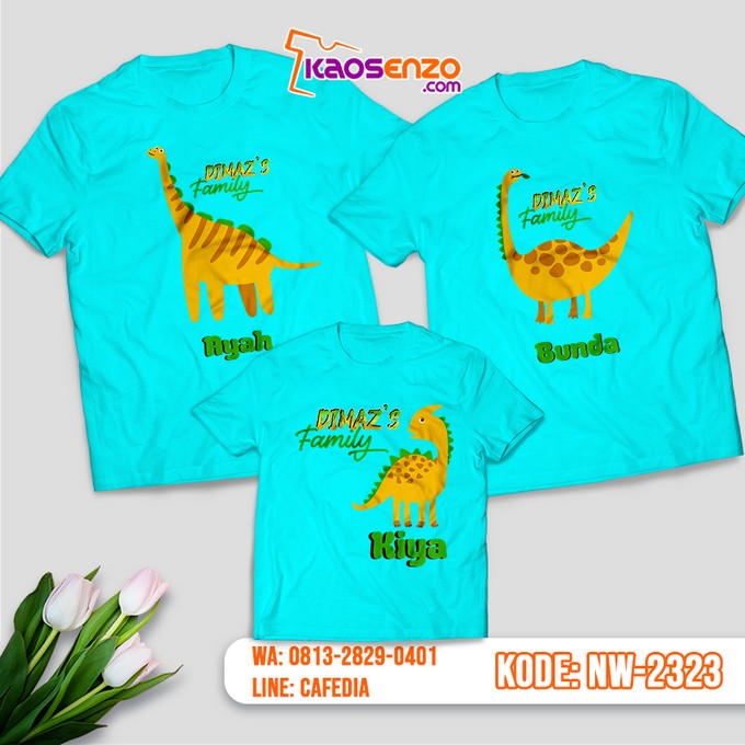 Baju Kaos Couple Keluarga Dinosaurus | Kaos Ultah Anak | Kaos Dinosaurus - NW 2323