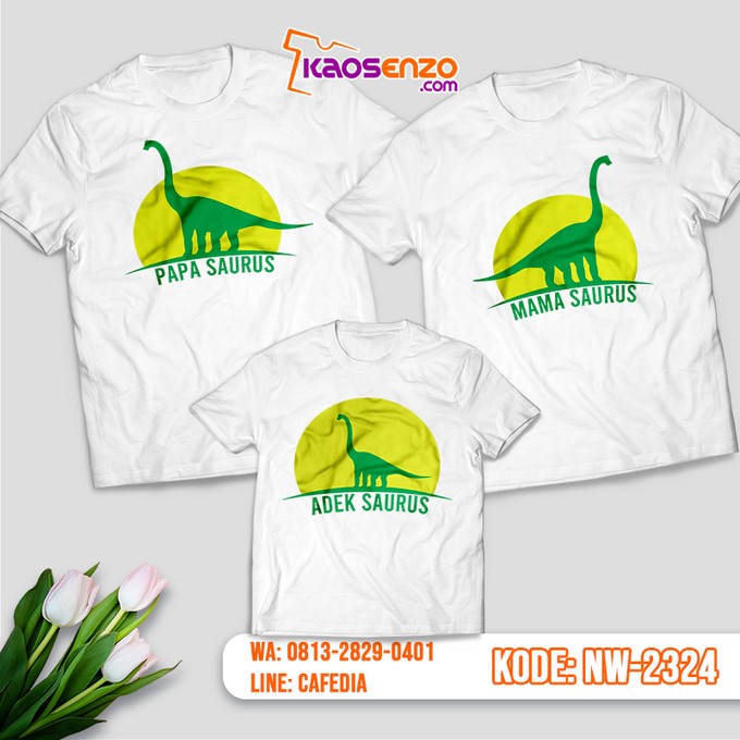 Baju Kaos Couple Keluarga Dinosaurus | Kaos Ultah Anak | Kaos Dinosaurus - NW 2324