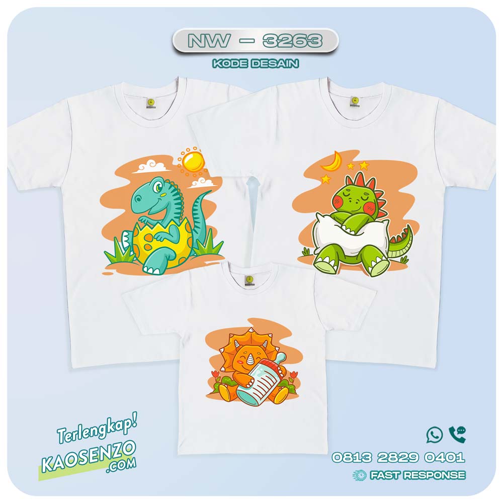 Baju Kaos Couple Keluarga Dinosaurus | Kaos Ultah Anak | Kaos Dinosaurus - NW 3263