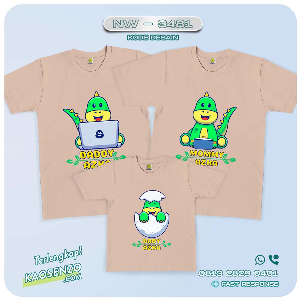 Baju Kaos Couple Keluarga Dinosaurus | Kaos Ultah Anak | Kaos Dinosaurus - NW 3481