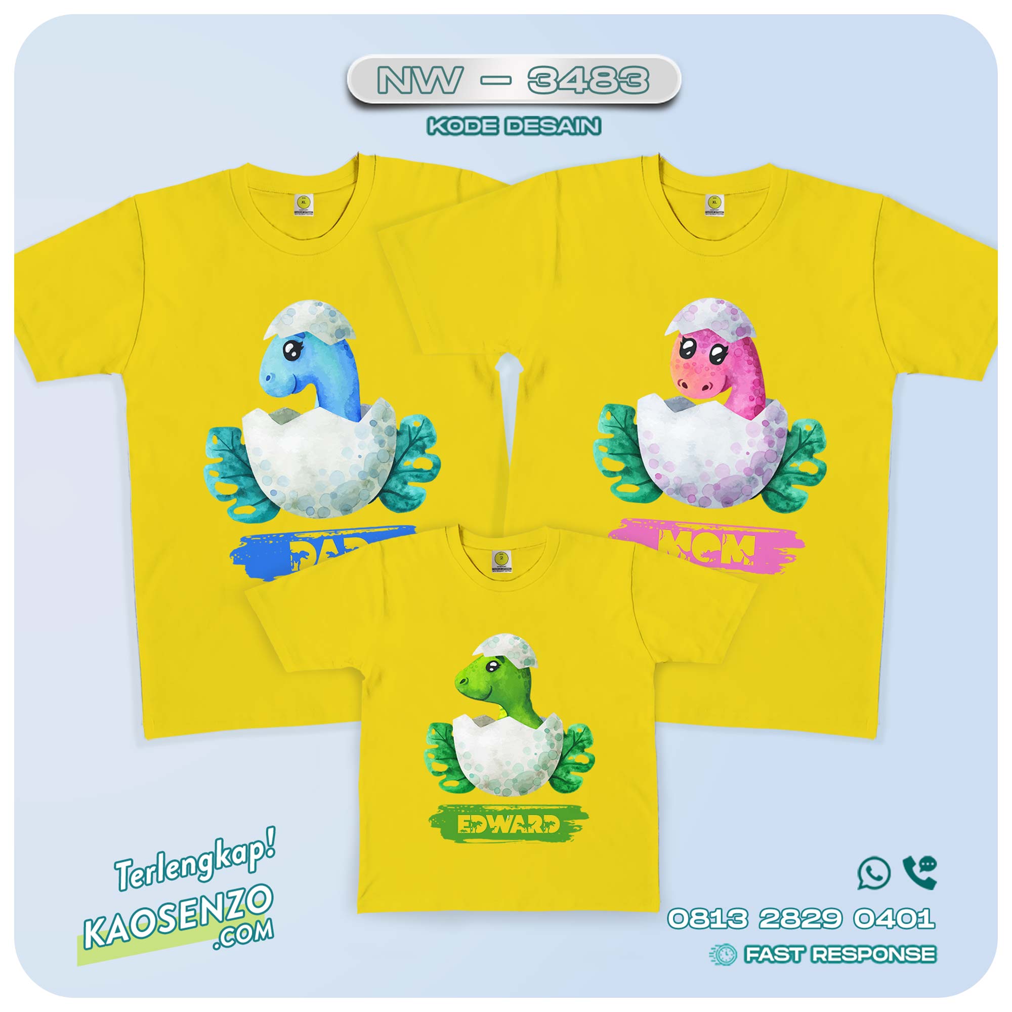 Baju Kaos Couple Keluarga Dinosaurus | Kaos Ultah Anak | Kaos Dinosaurus - NW 3483