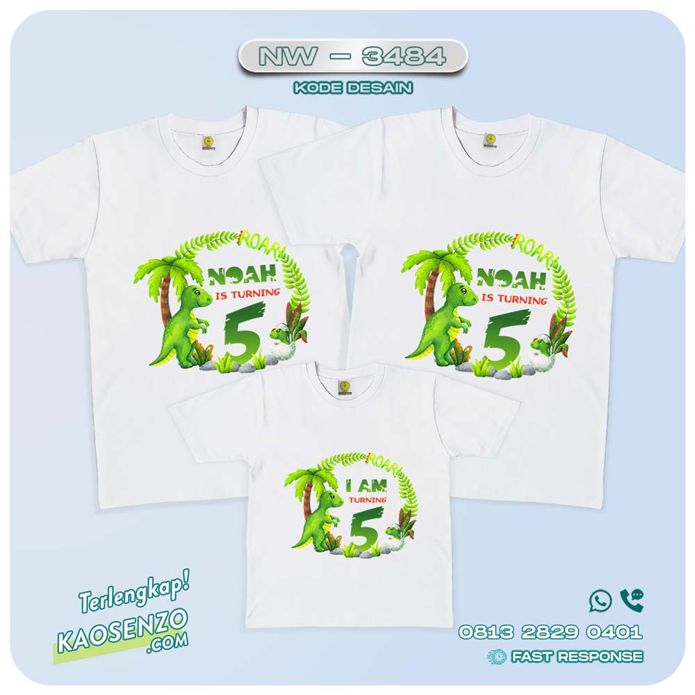 Baju Kaos Couple Keluarga Dinosaurus | Kaos Ultah Anak | Kaos Dinosaurus - NW 3484