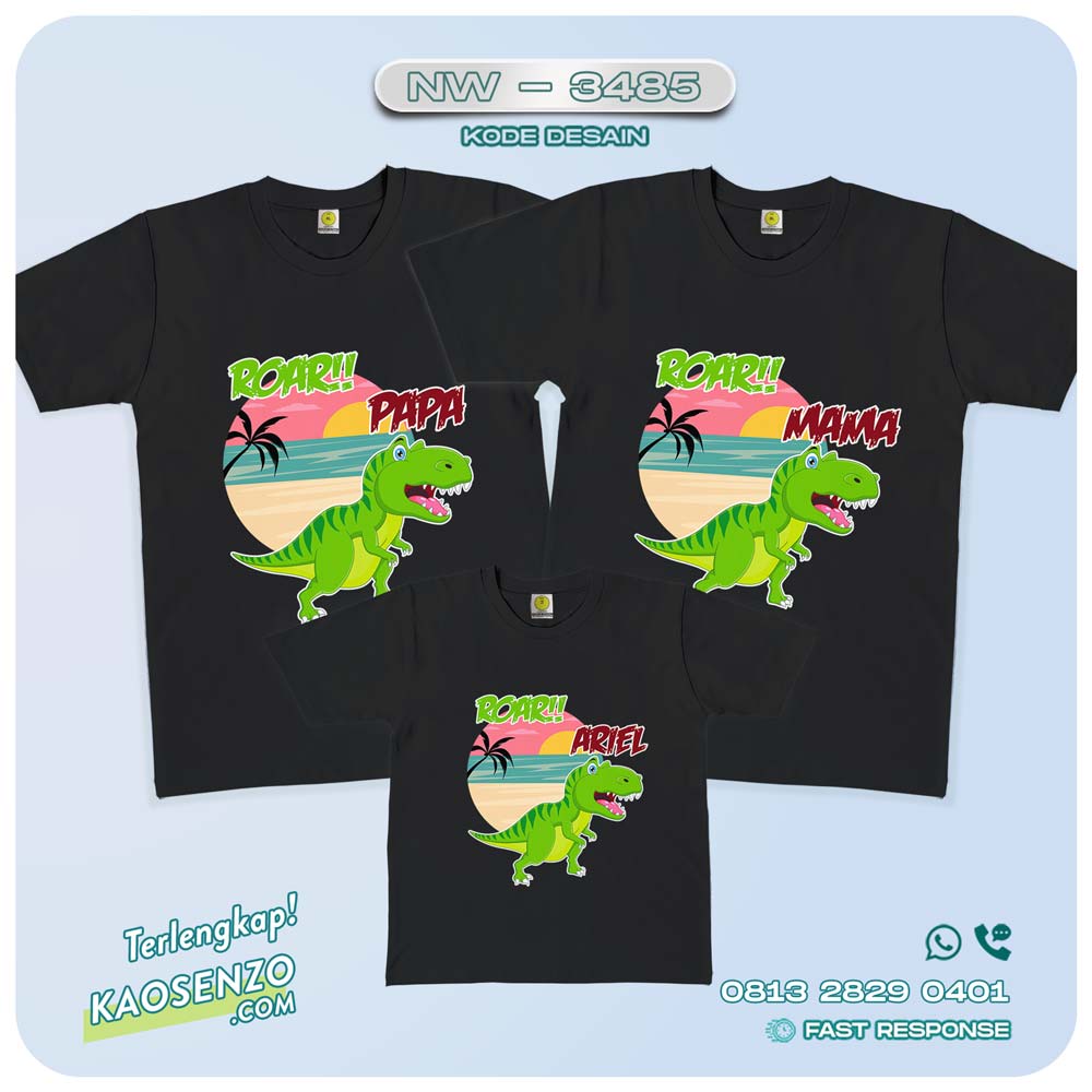 Baju Kaos Couple Keluarga Dinosaurus | Kaos Ultah Anak | Kaos Dinosaurus - NW 3485