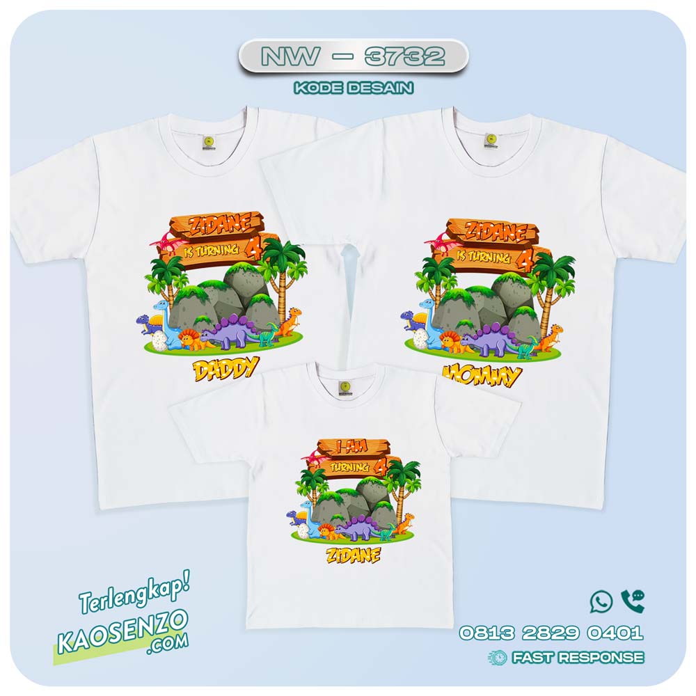 Baju Kaos Couple Keluarga Dinosaurus | Kaos Ultah Anak | Kaos Dinosaurus - NW 3732