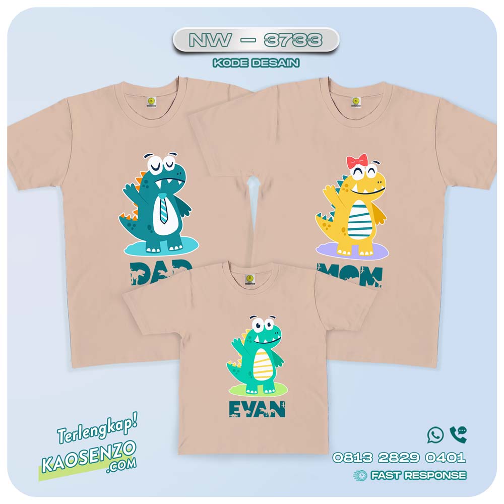 Baju Kaos Couple Keluarga Dinosaurus | Kaos Ultah Anak | Kaos Dinosaurus - NW 3733