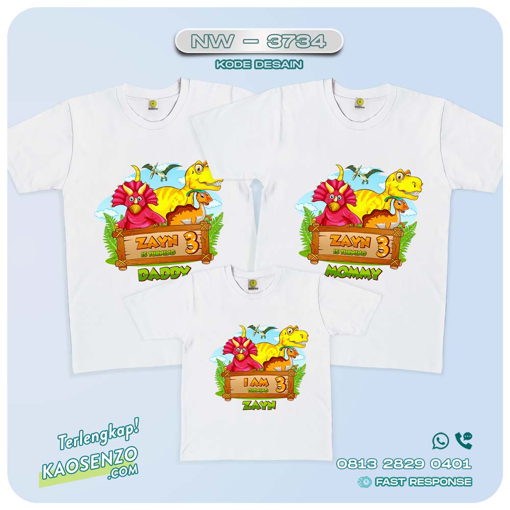 Baju Kaos Couple Keluarga Dinosaurus | Kaos Ultah Anak | Kaos Dinosaurus - NW 3734