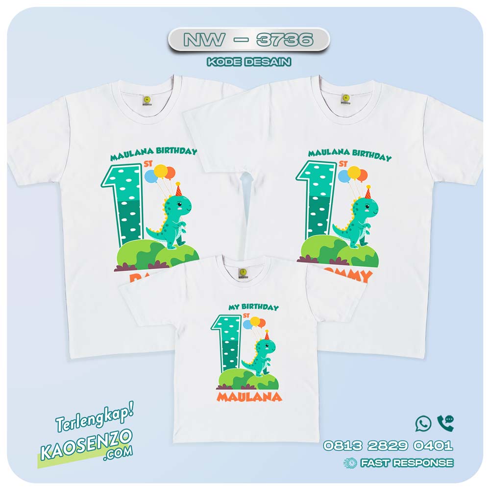 Baju Kaos Couple Keluarga Dinosaurus | Kaos Ultah Anak | Kaos Dinosaurus - NW 3736