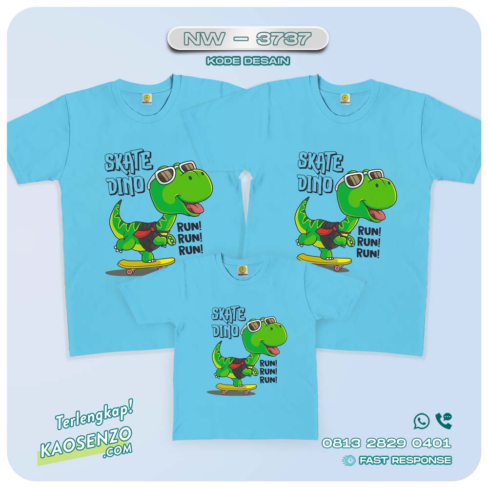 Baju Kaos Couple Keluarga Dinosaurus | Kaos Ultah Anak | Kaos Dinosaurus - NW 3737