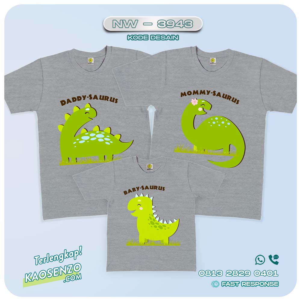 Baju Kaos Couple Keluarga Dinosaurus | Kaos Ultah Anak | Kaos Dinosaurus - NW 3943