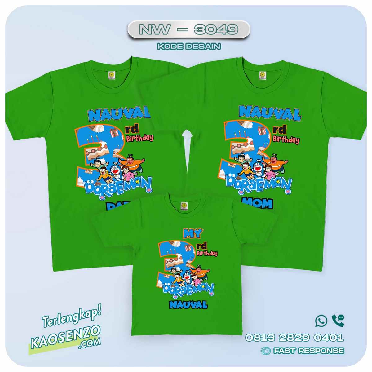 Baju Kaos Couple Keluarga Doraemon | Kaos Family Custom | Kaos Doraemon - NW 3049