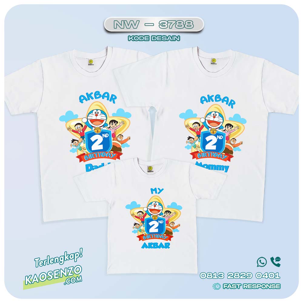 Baju Kaos Couple Keluarga Doraemon | Kaos Family Custom | Kaos Doraemon - NW 3788