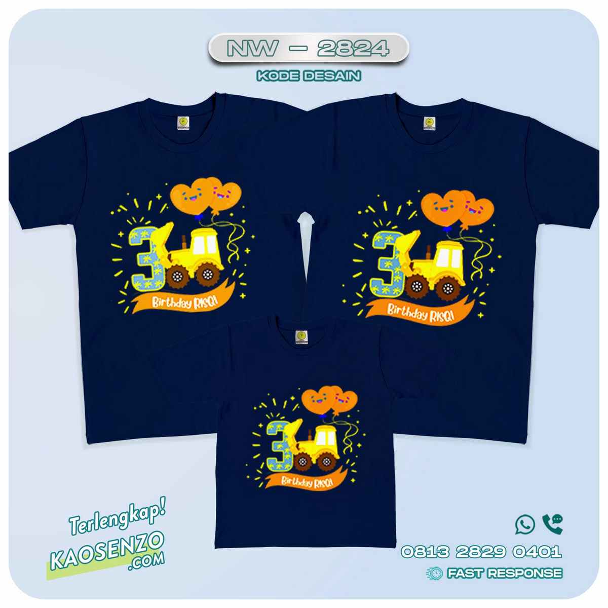 Baju Kaos Couple Keluarga Wheel Loader | Kaos Ultah Anak | Kaos Wheel Loader - NW 2824