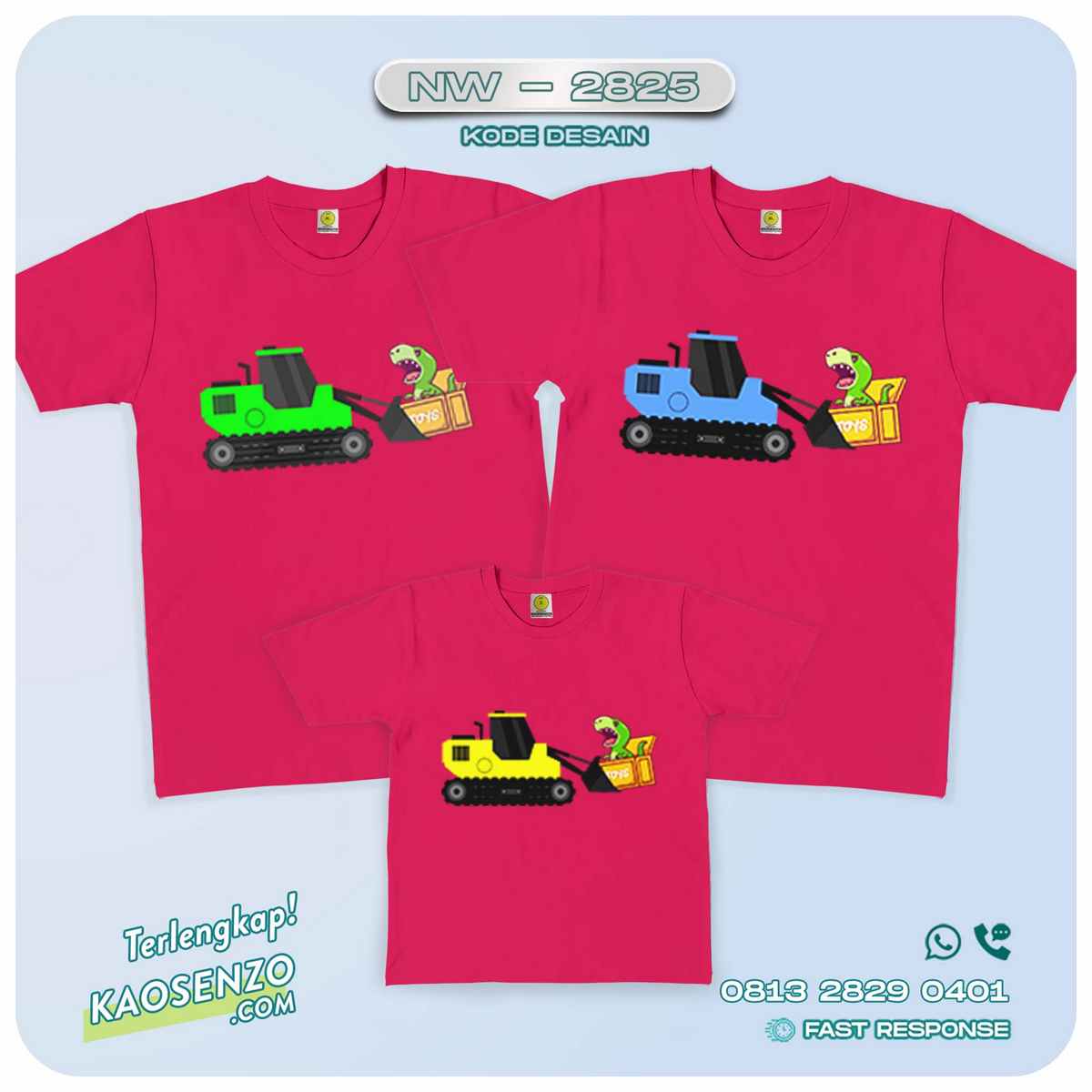 Baju Kaos Couple Keluarga Bulldozer | Kaos Ultah Anak | Kaos Bulldozer- NW 2825