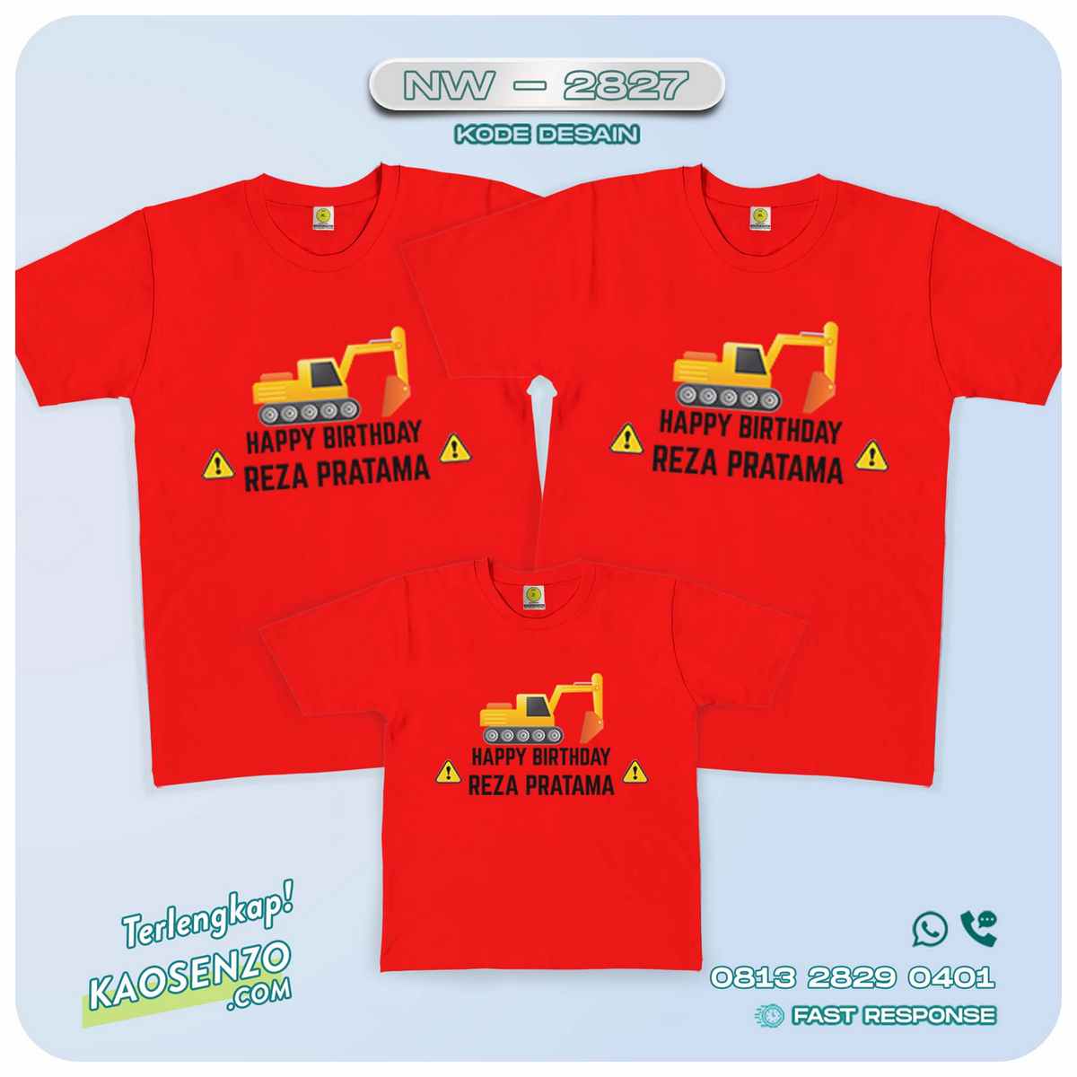 Baju Kaos Couple Keluarga Excavator| Kaos Ultah Anak | Kaos Excavator- NW 2827