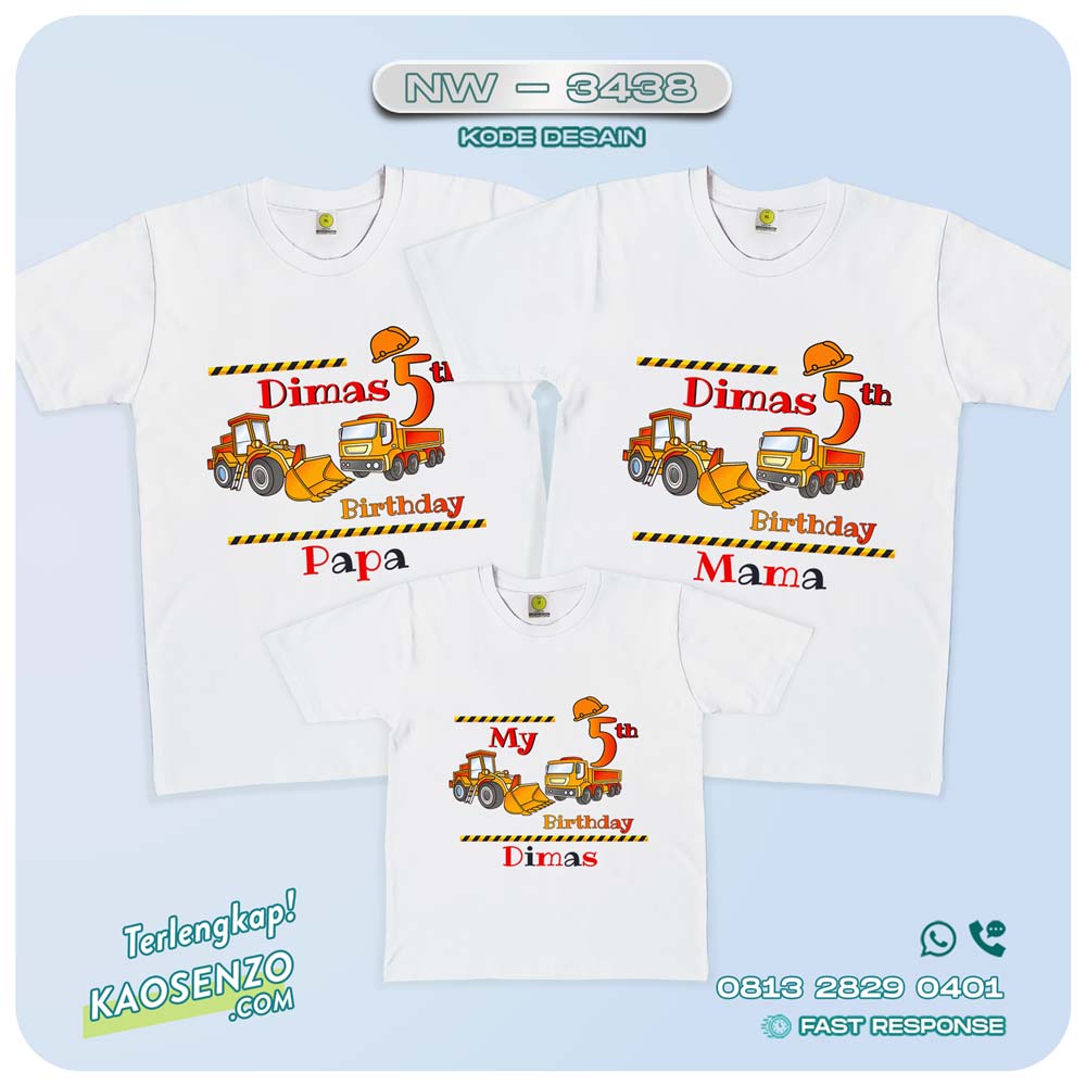 Baju Kaos Couple Keluarga Excavator | Kaos Ultah Anak | Kaos Excavator - NW 3438