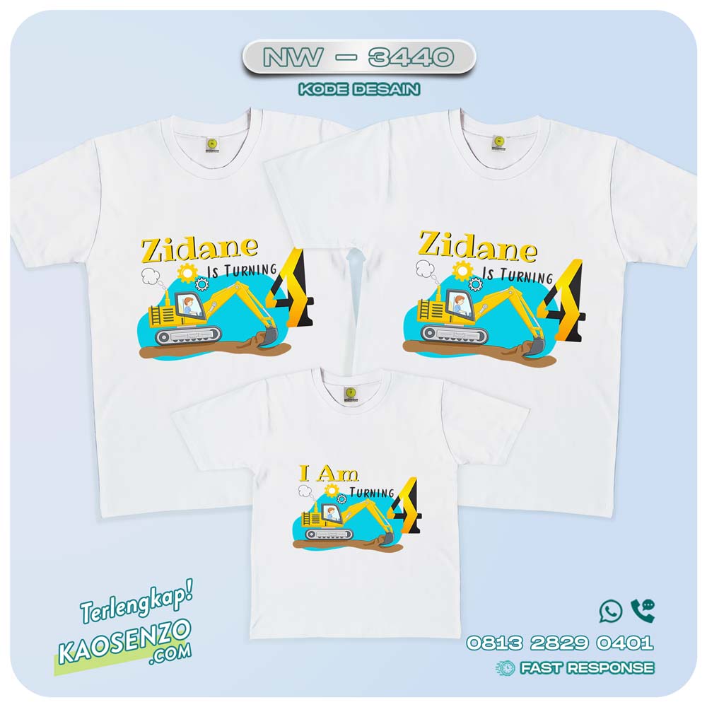 Baju Kaos Couple Keluarga Excavator | Kaos Ultah Anak | Kaos Excavator - NW 3440