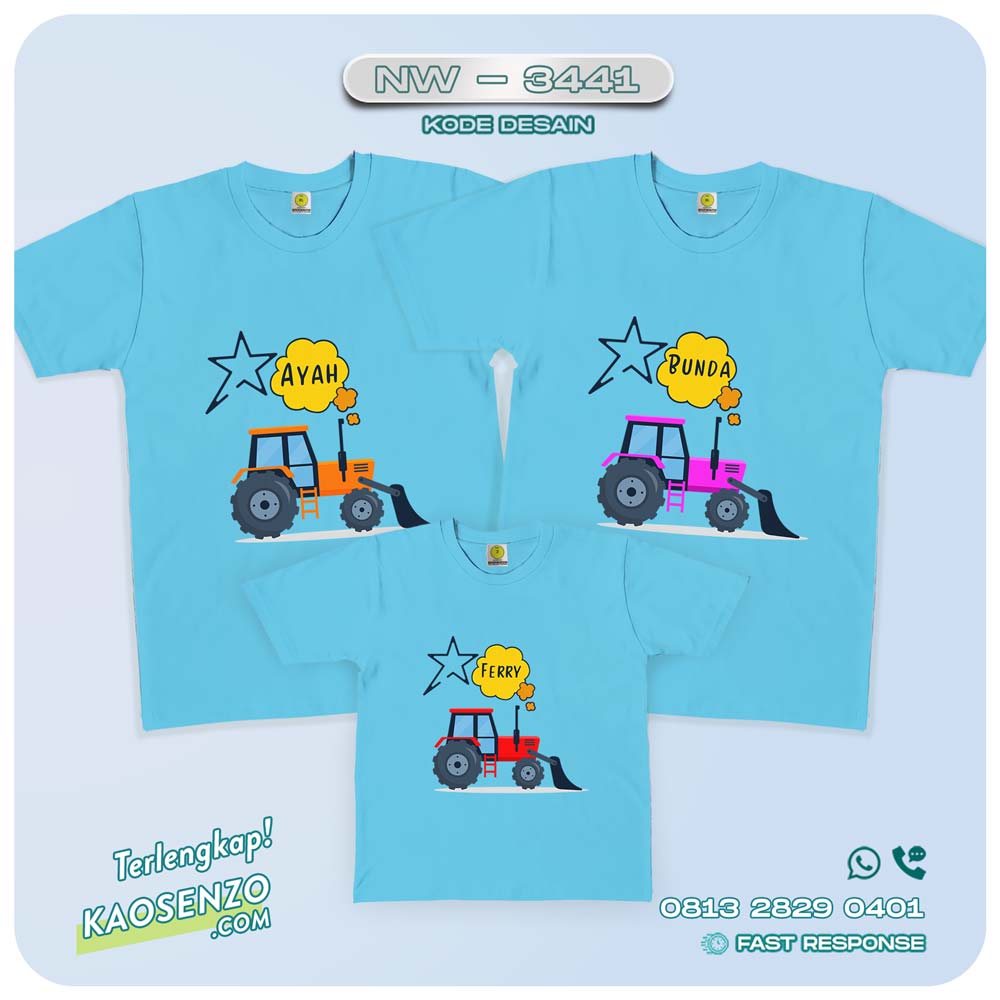 Baju Kaos Couple Keluarga Excavator| Kaos Ultah Anak | Kaos Excavator- NW 3441