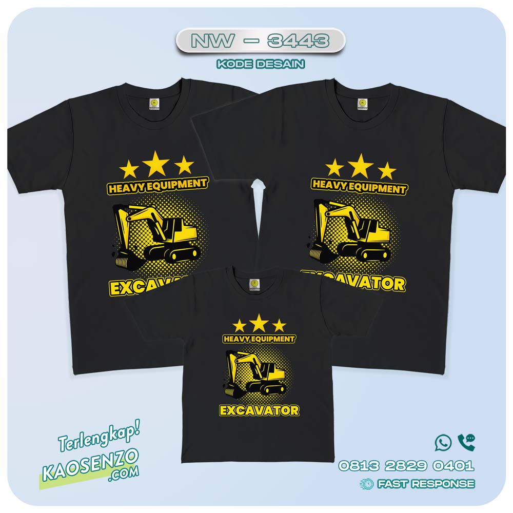 Baju Kaos Couple Keluarga Excavator| Kaos Ultah Anak | Kaos Excavator- NW 3443