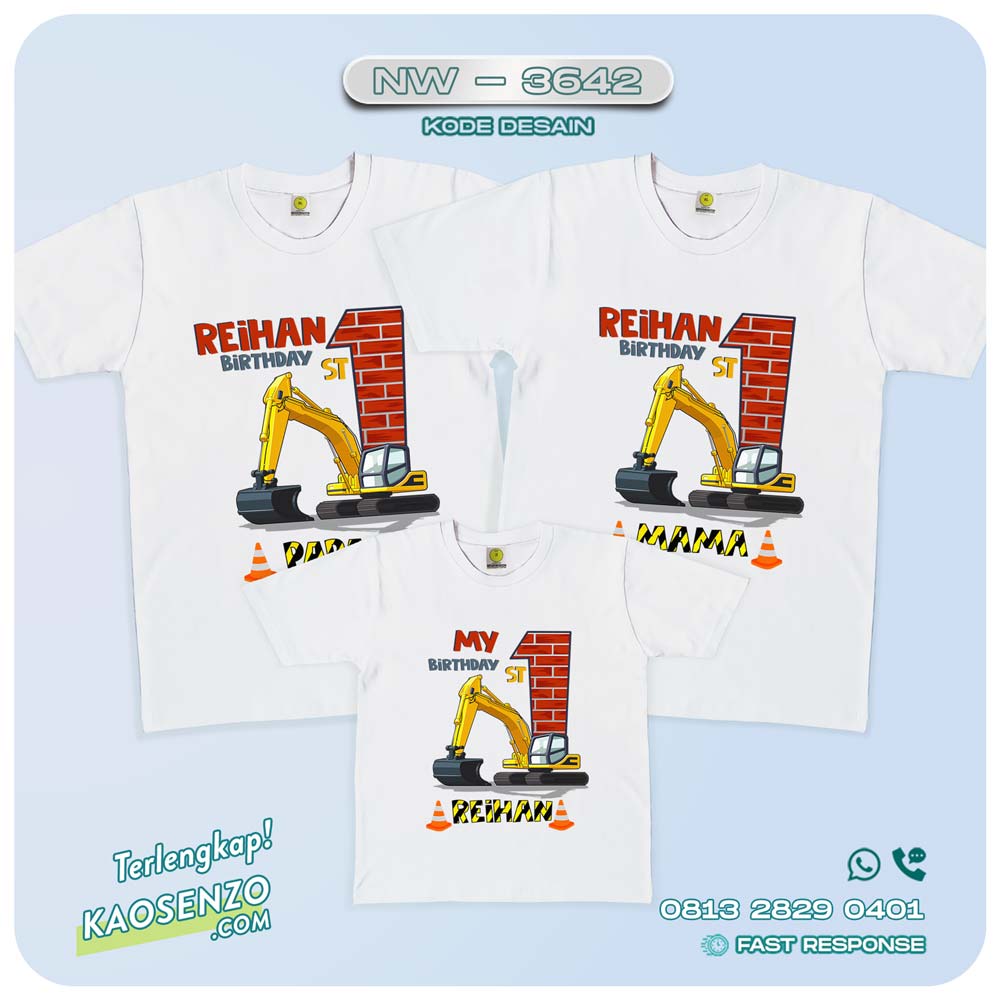 Baju Kaos Couple Keluarga Excavator | Kaos Ultah Anak | Kaos Excavator - NW 3642