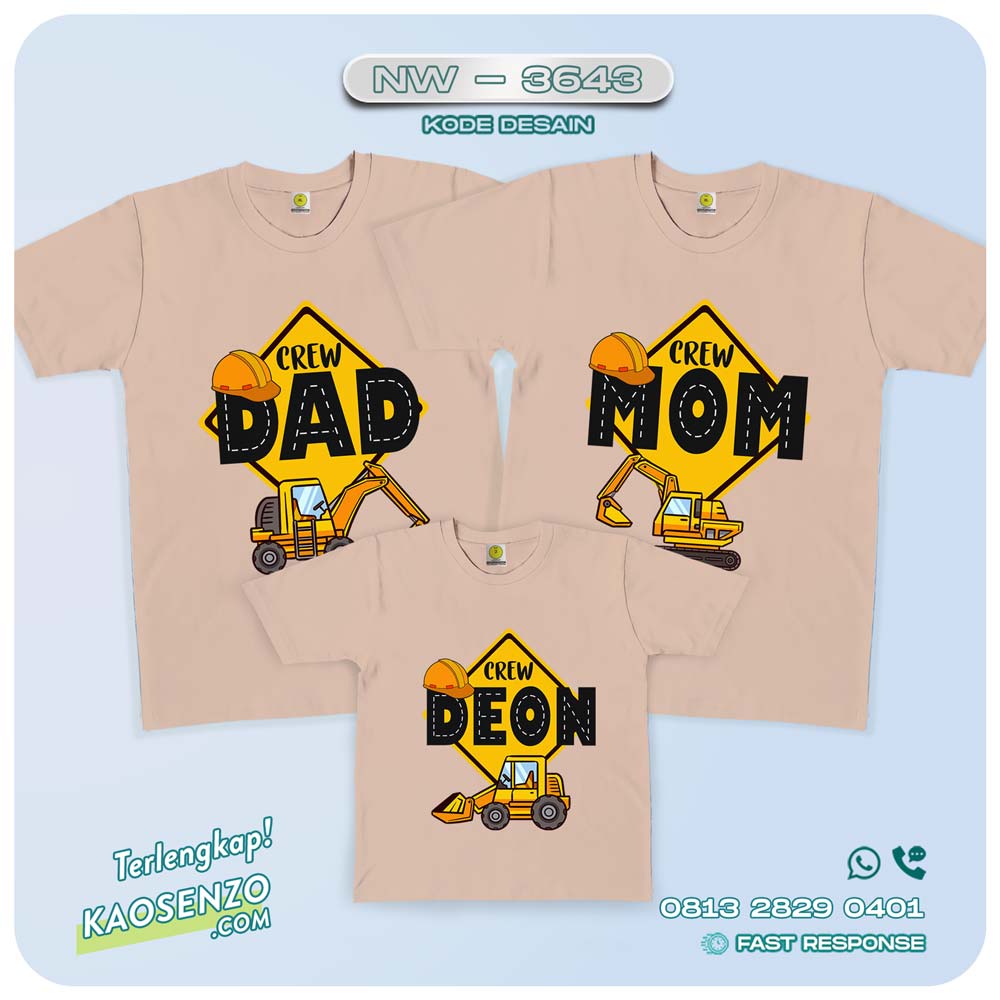 Baju Kaos Couple Keluarga Excavator| Kaos Ultah Anak | Kaos Excavator- NW 3643