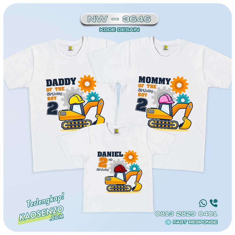 Baju Kaos Couple Keluarga Excavator | Kaos Ultah Anak | Kaos Excavator - NW 3646