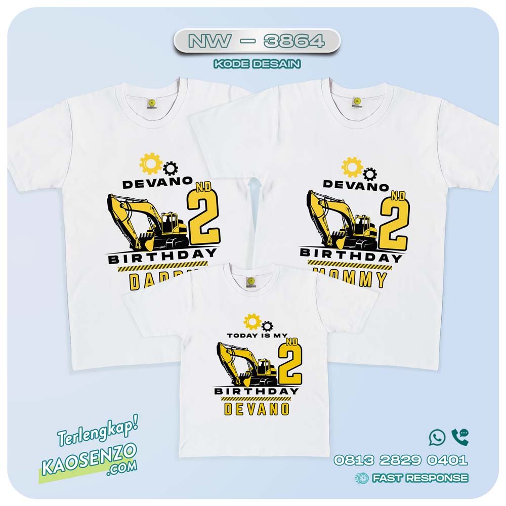 Baju Kaos Couple Keluarga Excavator | Kaos Ultah Anak | Kaos Excavator - NW 3864