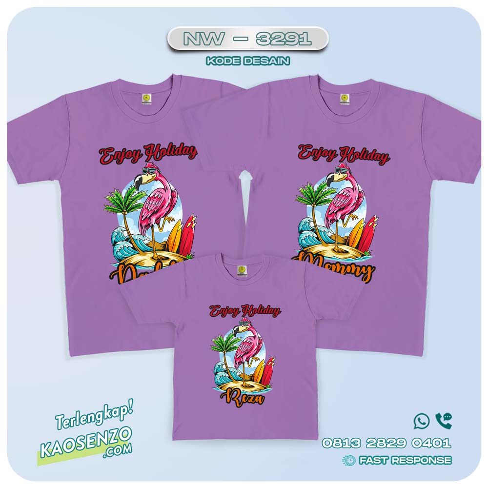 Baju Kaos Couple Keluarga Flamingo | Kaos Ultah Anak | Kaos Flamingo - NW 3291