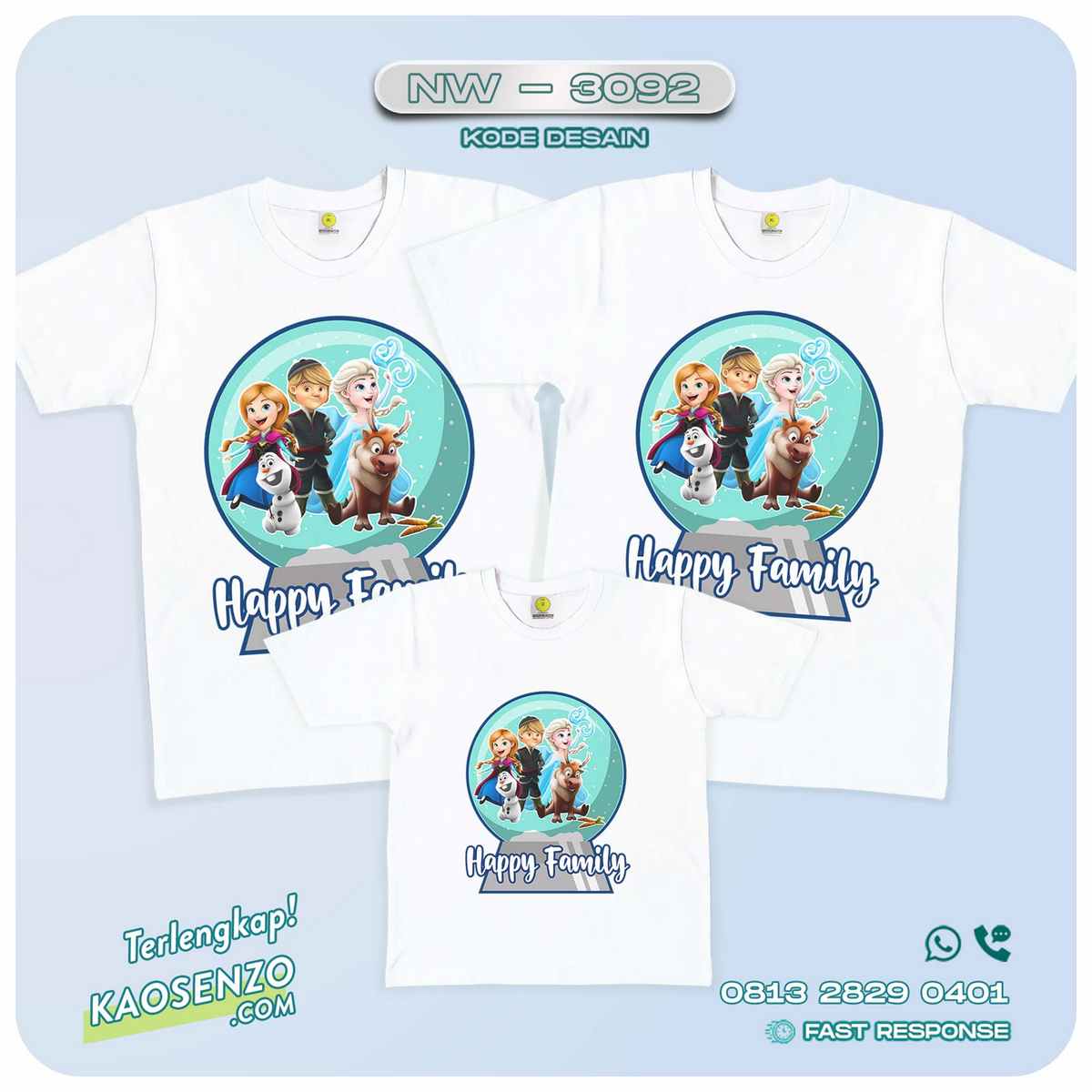 Baju Kaos Couple Keluarga Frozen | Kaos Ultah Anak | Kaos Frozen - NW 3092