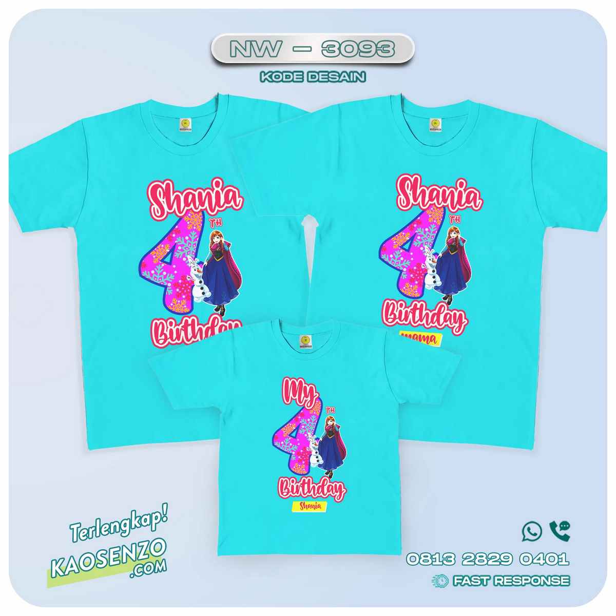 Kaos Couple Keluarga Frozen | Kaos Ulang Tahun Anak | Kaos Frozen - NW 3093