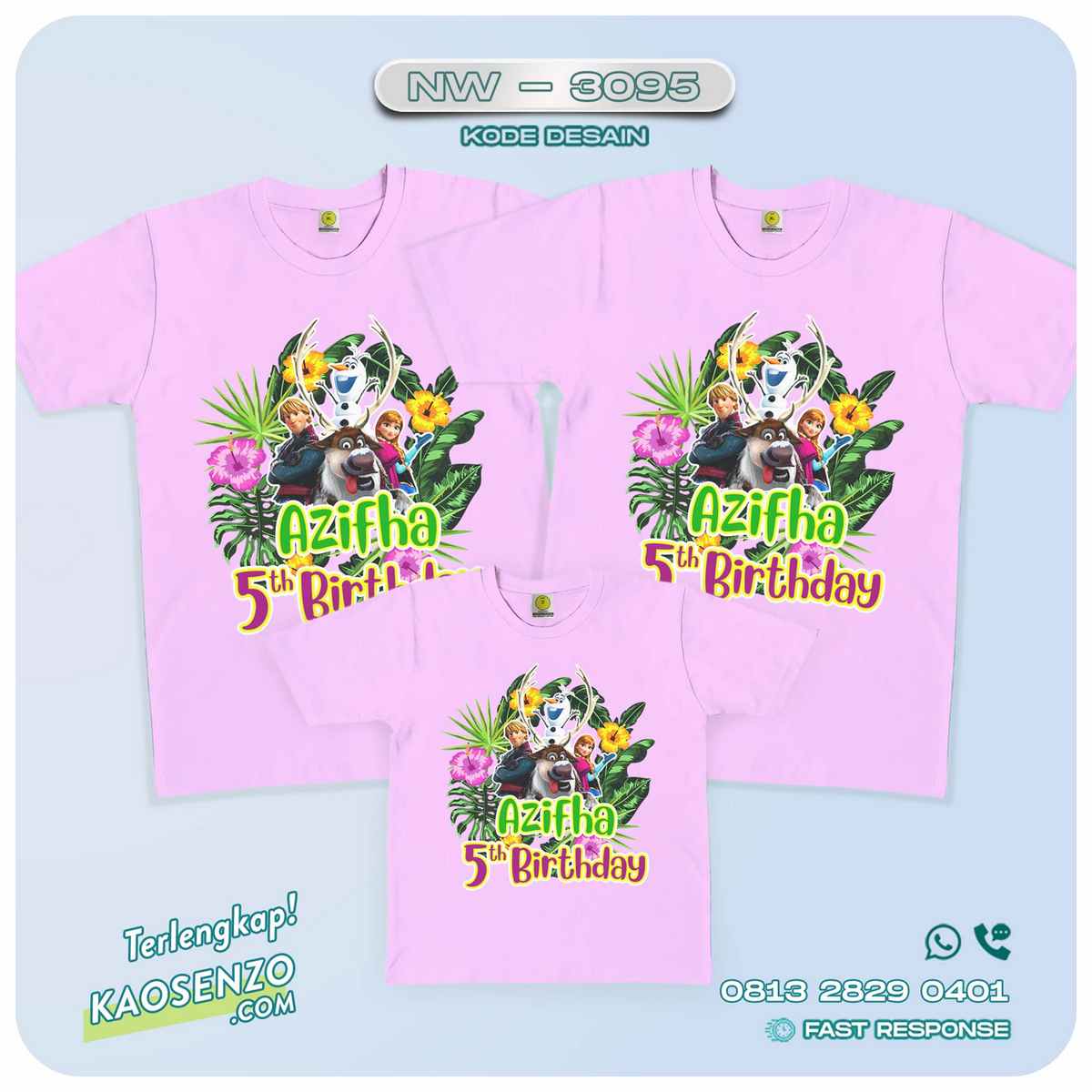 Kaos Couple Keluarga Frozen | Kaos Ulang Tahun Anak | Kaos Frozen - NW 3095