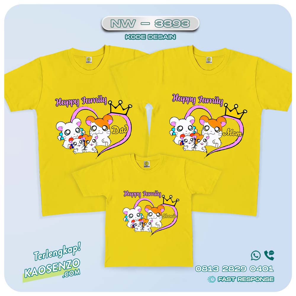 Baju Kaos Couple Keluarga Hamtaro | Kaos Ulang Tahun Anak | Kaos Family Custom Hamtaro - NW 3393