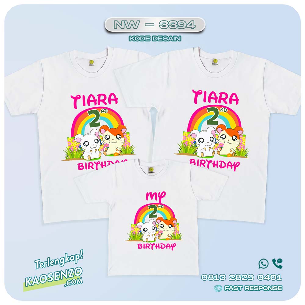 Baju Kaos Couple Keluarga | Kaos Ulang Tahun Anak | Kaos Family Custom Hamtaro - NW 3394